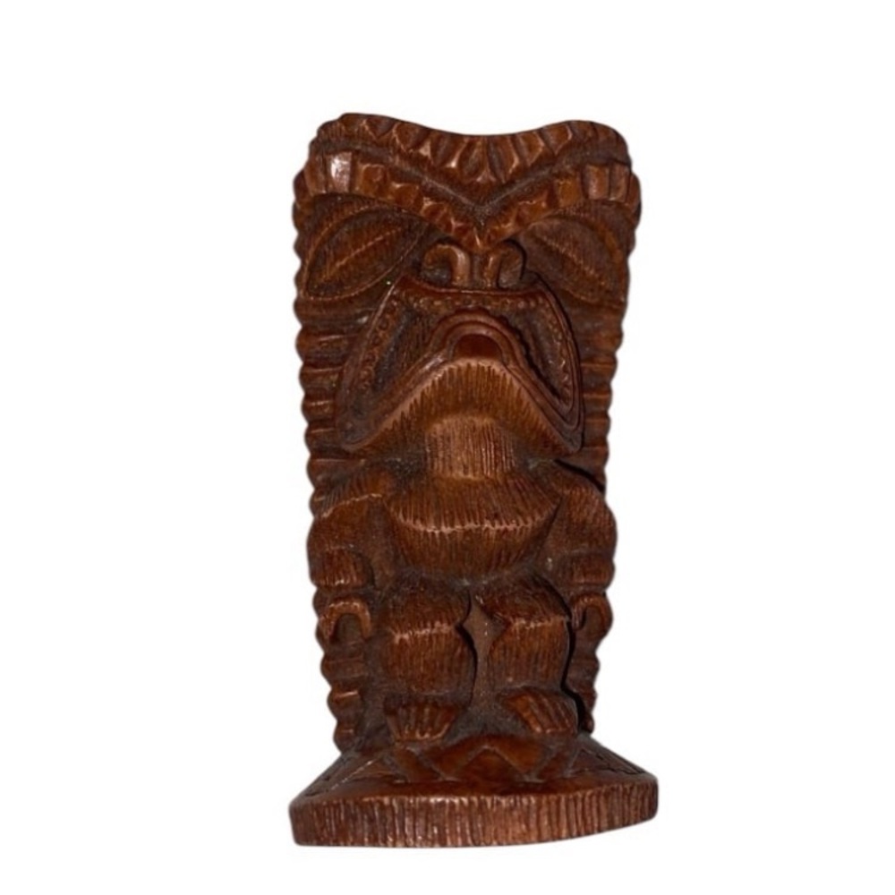 Lucky Tiki Coco Joe's Hawaii Wood Figure Vintage 4”